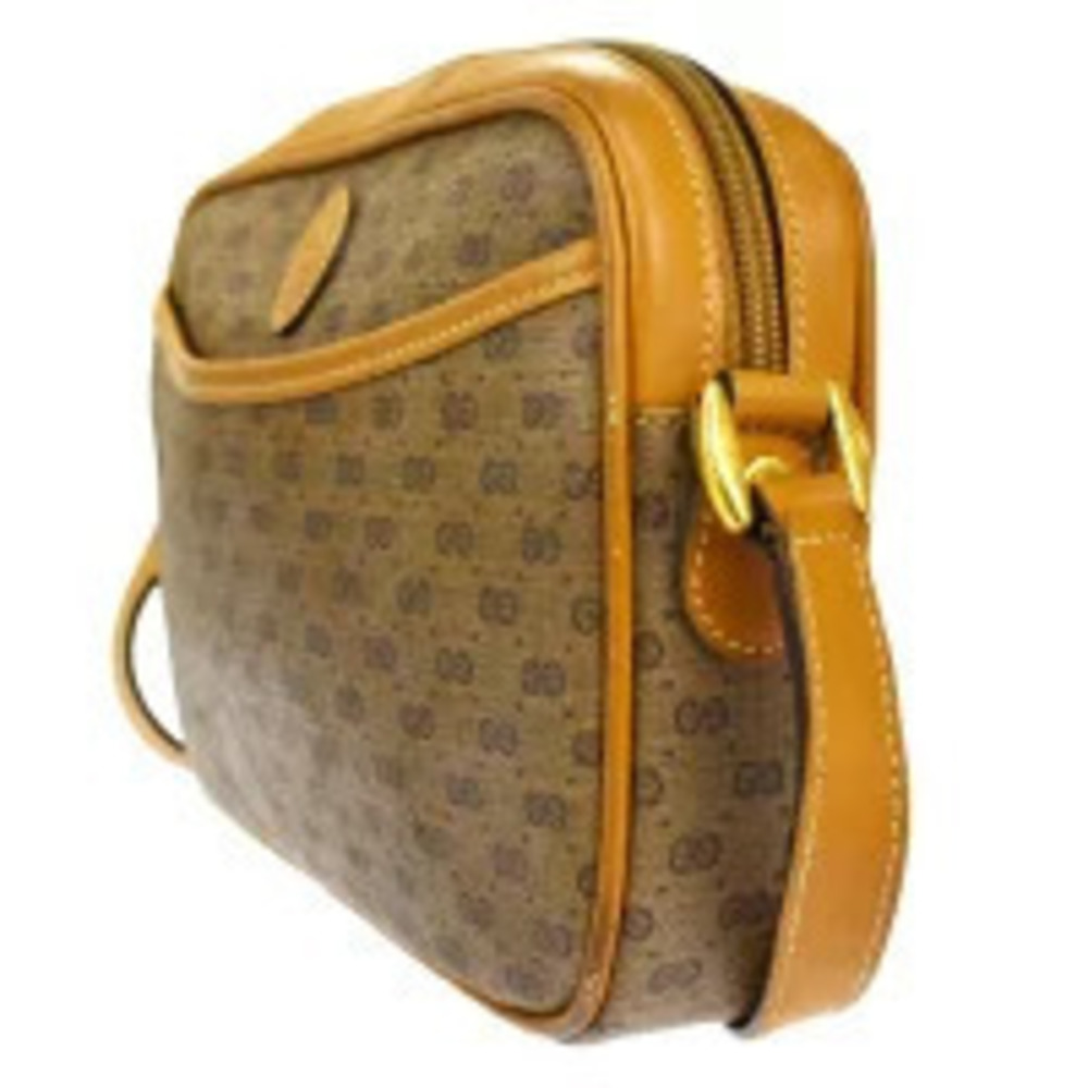 Gucci Crossbody Leather Brown Clutch Shoulder Bag Pouch GG Brown